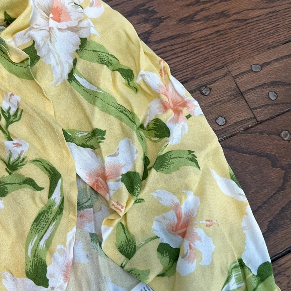 Reformation Yellow Floral Wrap Midi Dress - Picture 2 of 5